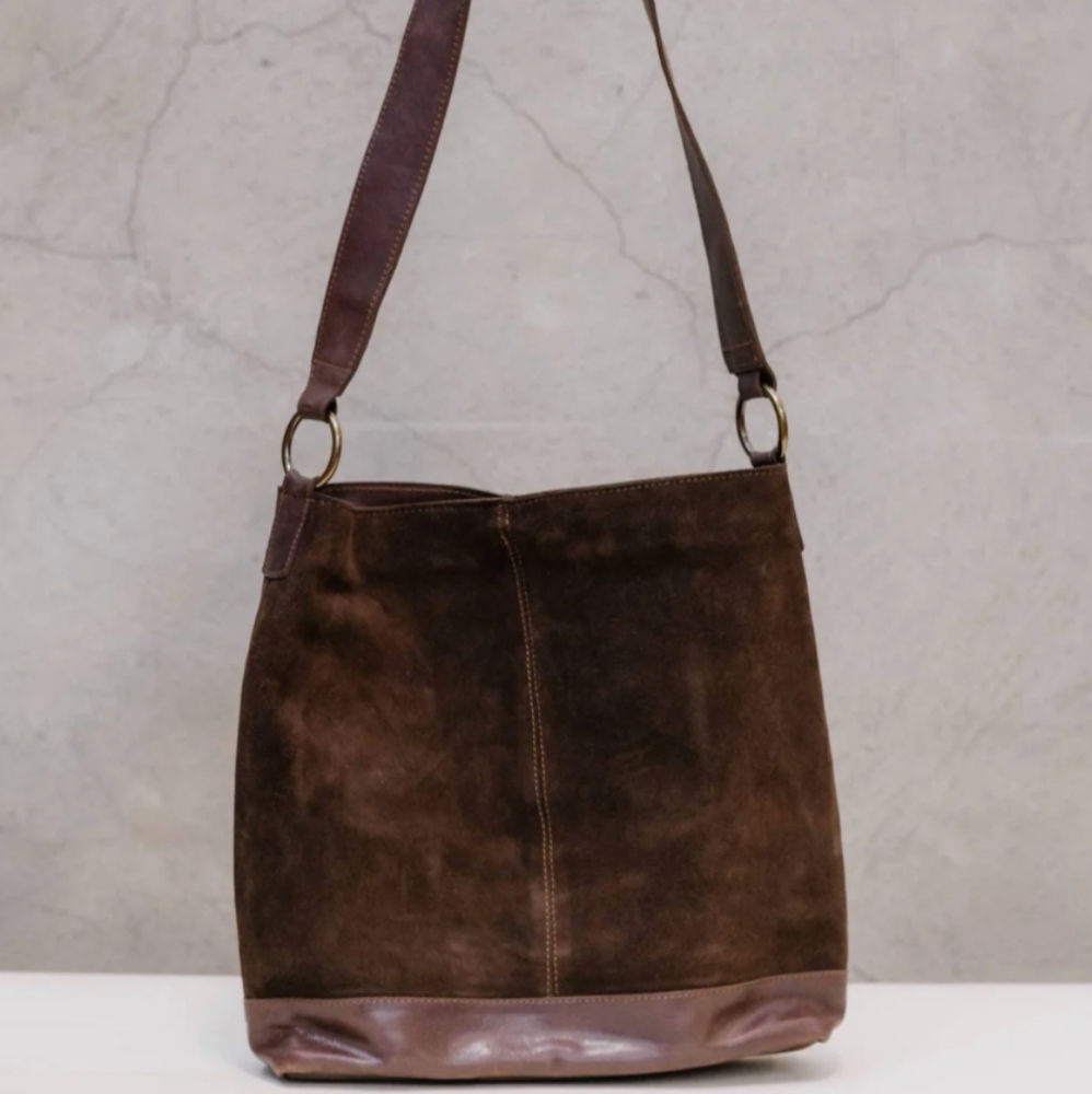 Chocolate Brown Suede Talia Tote